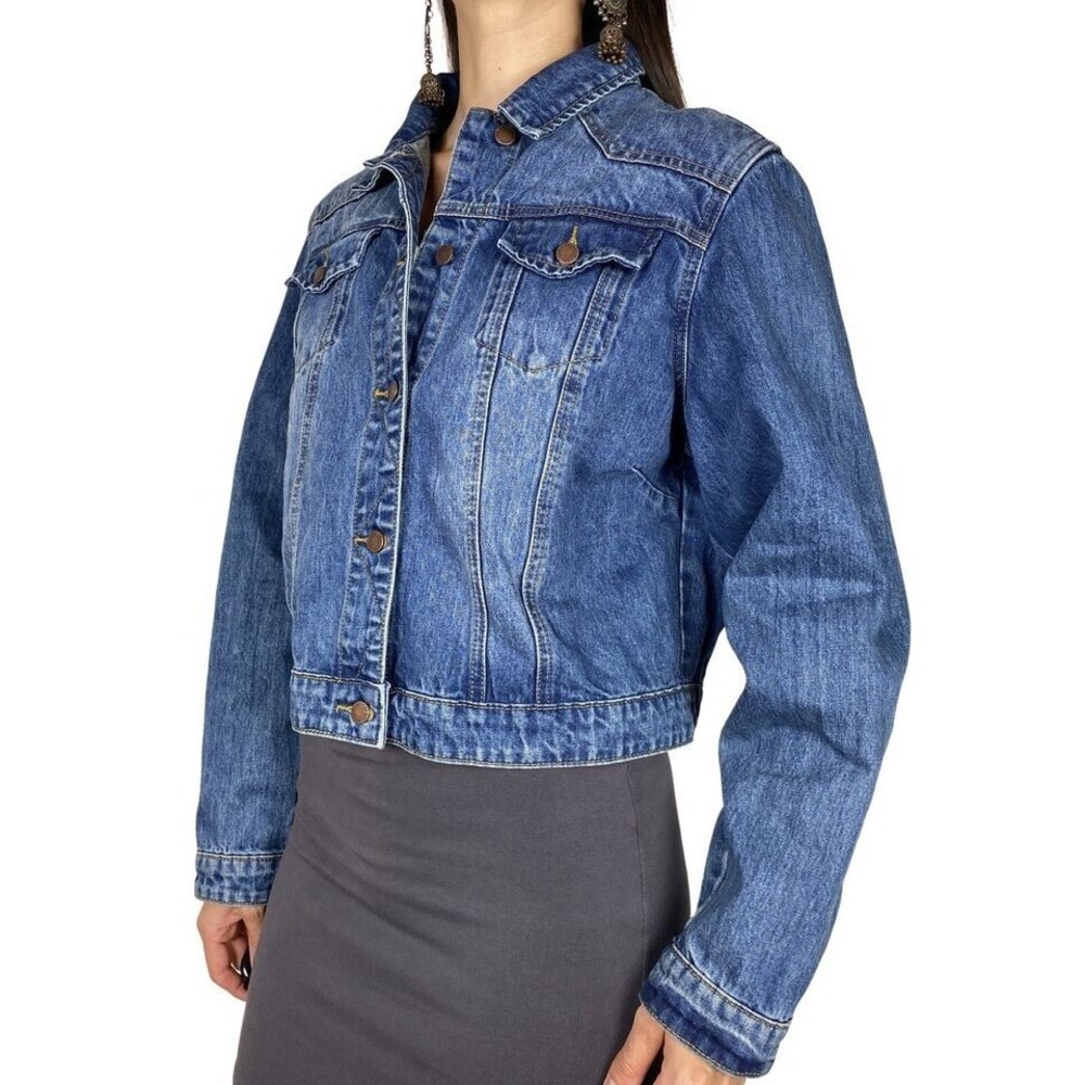 City Chic Rylee Denim Jacket Size L Blue Gray Wash Button Front New - Picture 5 of 13